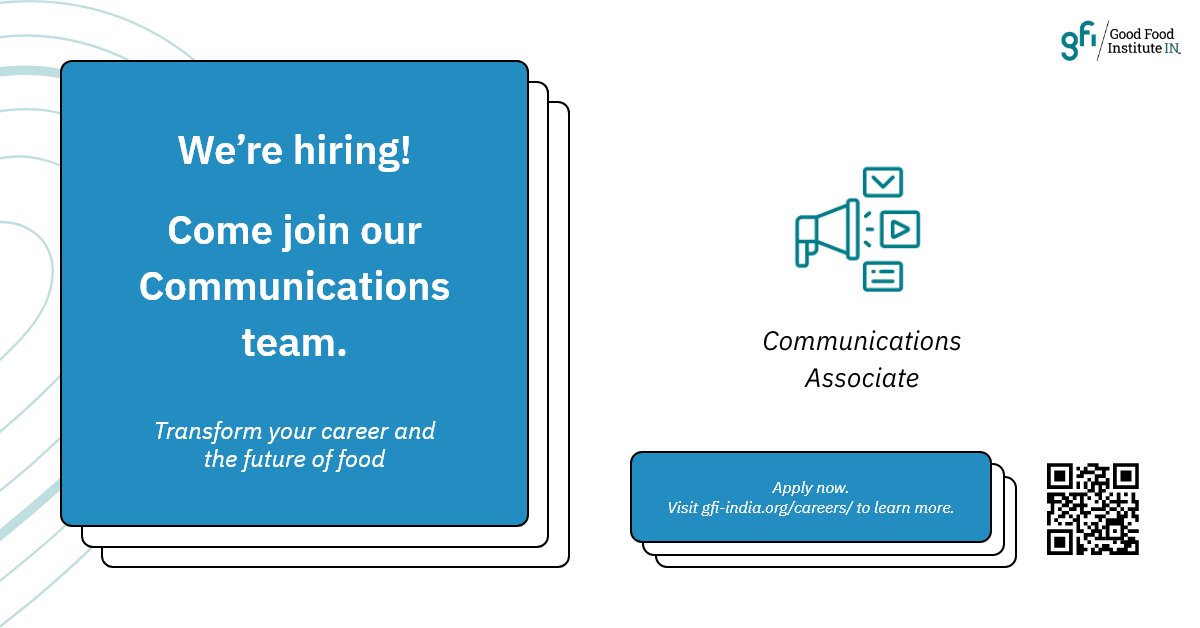 🌱 #Hiring: GFI India’s Communications team is expanding! India’s smart protein story is just beginning. And we’re helping it grow. 

If you’re interested in shaping the narrative of this sunrise sector and transforming the future of food, join us today: gfi-india.org/careers/