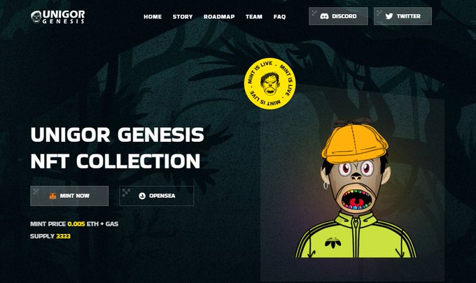 WmSol's tweet photo. GM GM
☀️☕️🙋‍♂️

"Unigor Genesis" Mint site is live

You can go to our website and examine project and roadmap in detail and make a mint.

👇 Public Mint is Live
https://t.co/NccawWwdW3

✅ Supply: 3333
🤏 Mint Price: 0.005 $ETH

#NFT #NFTsale #nftmint #nftdrop #NFTGiveaways #nfts https://t.co/L9f7ye2Vi4
