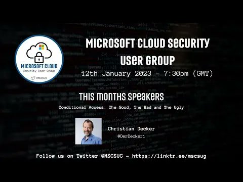 MSCSUG's tweet image. If you missed our User Group in January, you can catch a recording of the event on our YouTube channel - buff.ly/3XrlXJt 

The session was delivered by @Derdecker on Conditional Access: The Good, The Bag and The Ugly.

 #MSCSUG #CloudSecurity #MicrosoftSecurity
