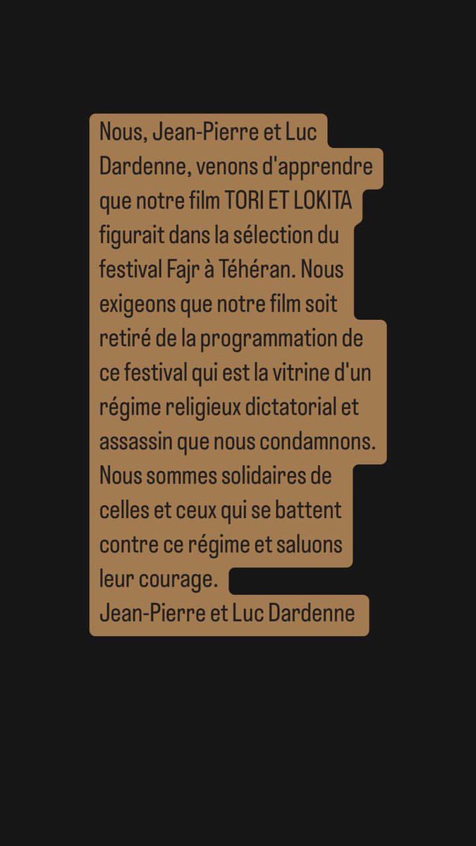 TORI&amp;LOKITA a été retiré de la programmation du festival Fajr à Téhéran.