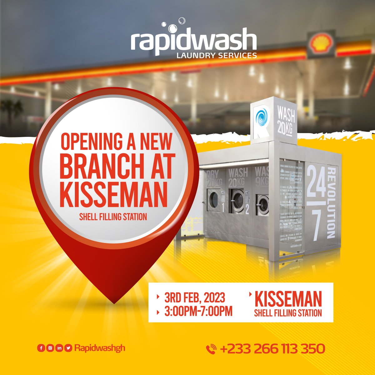 Rapidwashgh's tweet photo. KiISSEMAN are you ready for what's COMING???
Meet us tomorrow at 3pm prompt!!!!!💃💃💃💃💃

Don't miss out on the grand opening package!!

#washmoreworryless #laundryservice #rapidwashtrain #affordable #convenient #ghana #shellfillingstation #laundry #kisseman https://t.co/wJmFU9MLGS
