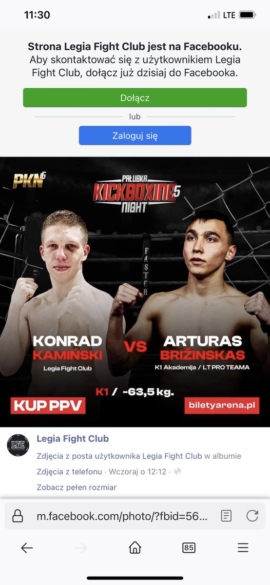 Zawodnik Legia Fight Club, mistrz Polski oraz wicemistrz Świata w K-1 - Konrad Kamiński zmierzy się w Suwałkach, w profesjonalnej walce z mistrzem Litwy K-1, Arturaswm Brizinskasem. 24 lutego, kat. -63.5kg