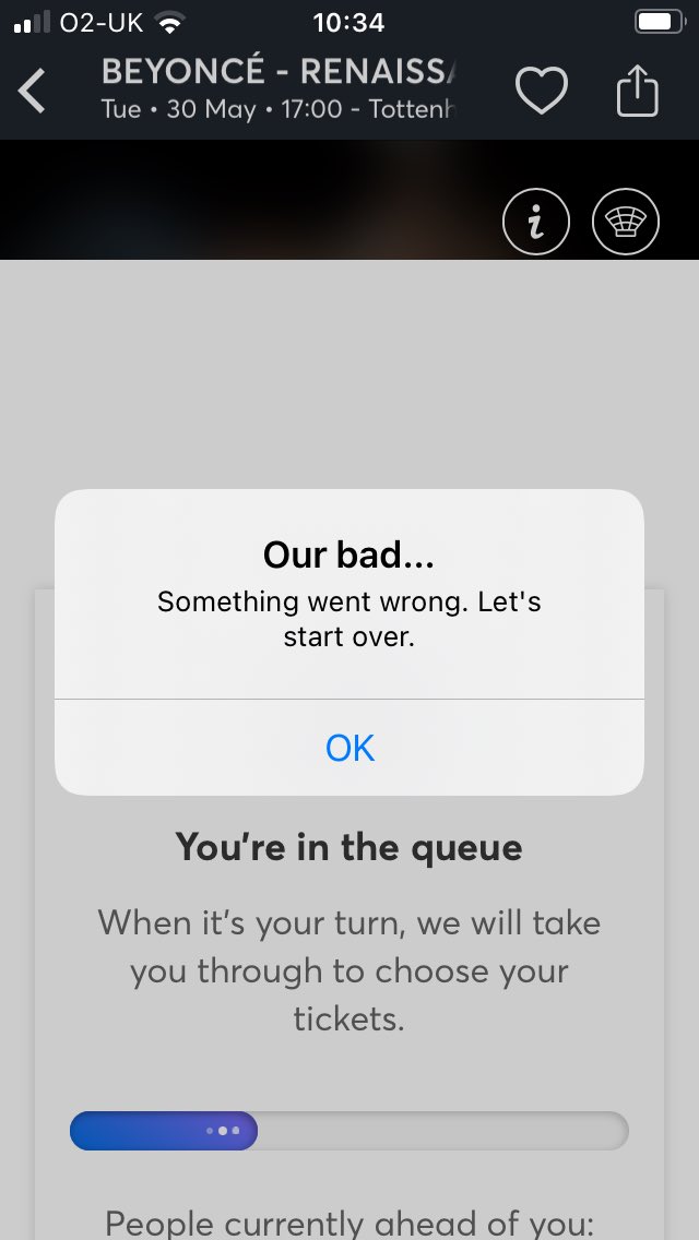 Clearly <a href="/Ticketmaster/">Ticketmaster</a> <a href="/TicketmasterUK/">ticketmasteruk</a> haven’t solved the issues they had selling <a href="/taylorswift13/">Taylor Swift</a> tickets since this is the outcome of the <a href="/Beyonce/">BEYONCÉ</a> <a href="/O2/">O2</a> presale this morning…