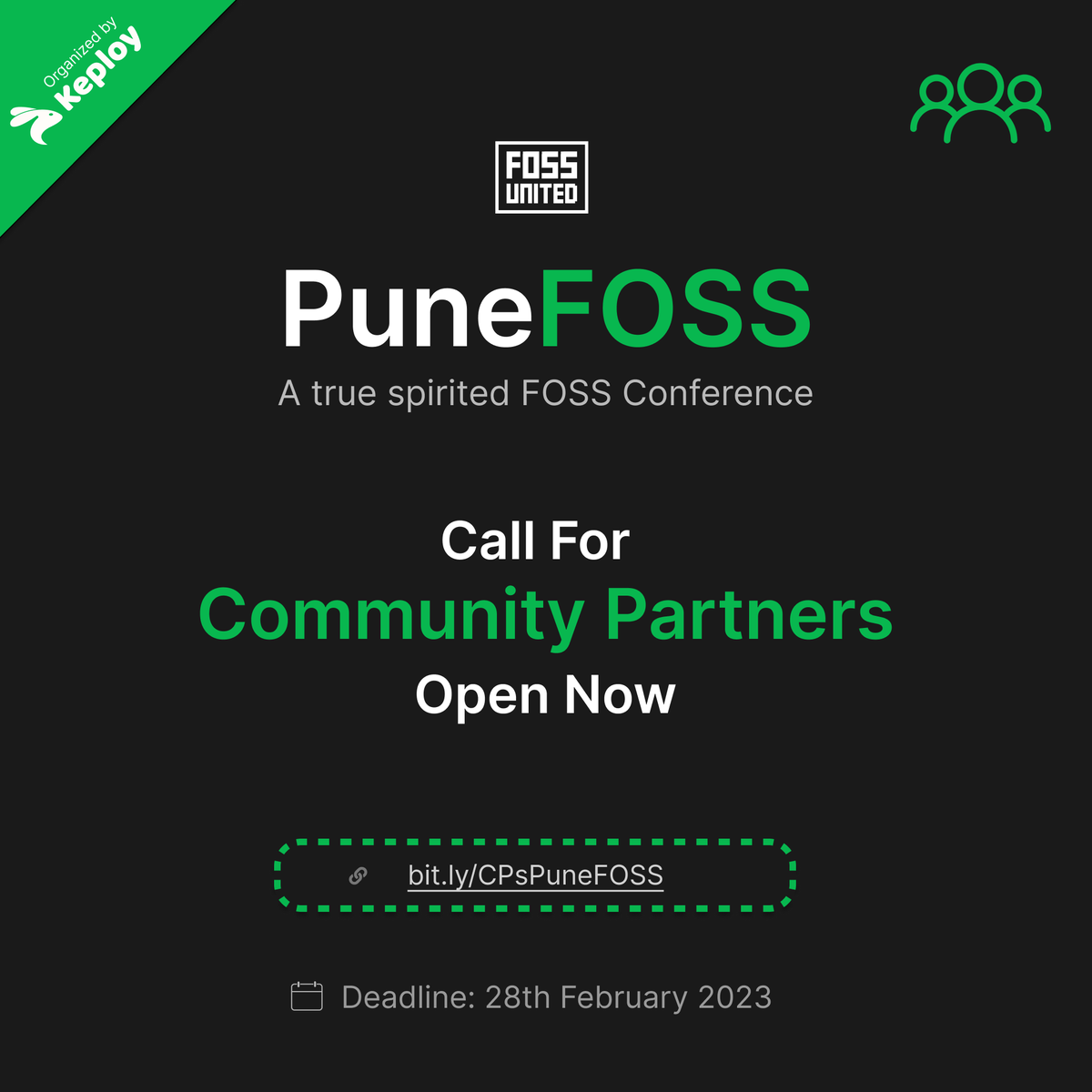 punefoss's tweet photo. Today is the day!🎉✊
Join us in our mission to bring open source technology to the masses by becoming a Community Partner for #PuneFOSS! 🤝
Apply now at: https://t.co/SoUAdIikDr 💻
@Keployio @FOSSUnited
#OpenSource #CommunityPartnership #FreeAndOpenSourceSoftware #Pune https://t.co/CT1TBW4oNZ