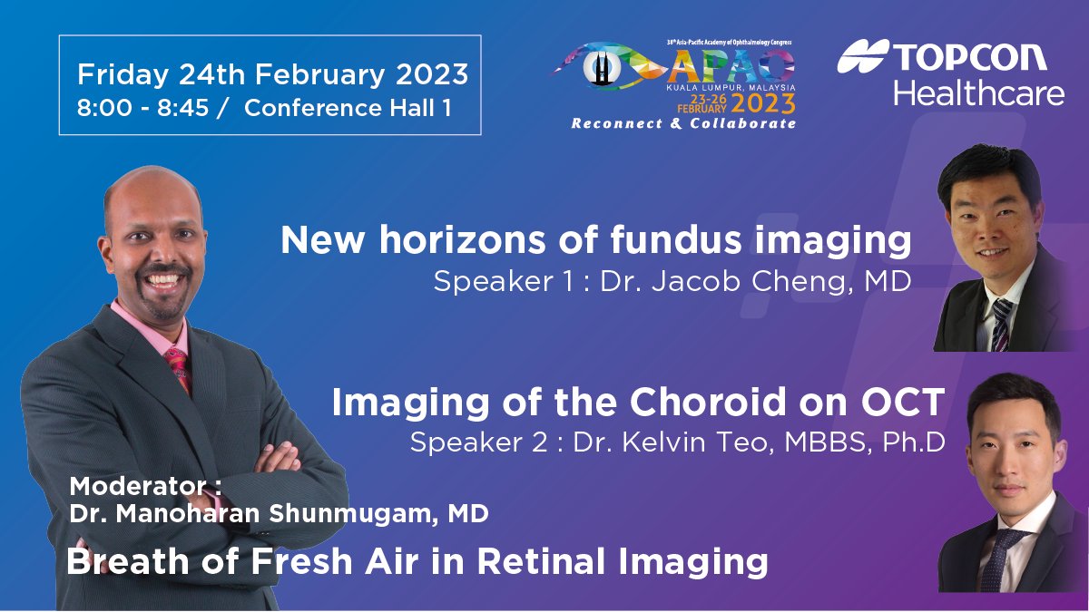 topcon_asia's tweet photo. THIS MONTH ⚡️ Breakfast Symposium at #APAO2023 in Kuala Lumpur
We are excited to announce that we are sponsoring another symposium starting from 8:00am on Friday 24th February!
#topcon #topconhealthcare #topconmyah #ophthalmology #eyecare #topconoct #apao #apao2023 https://t.co/zIW1KqU8ni