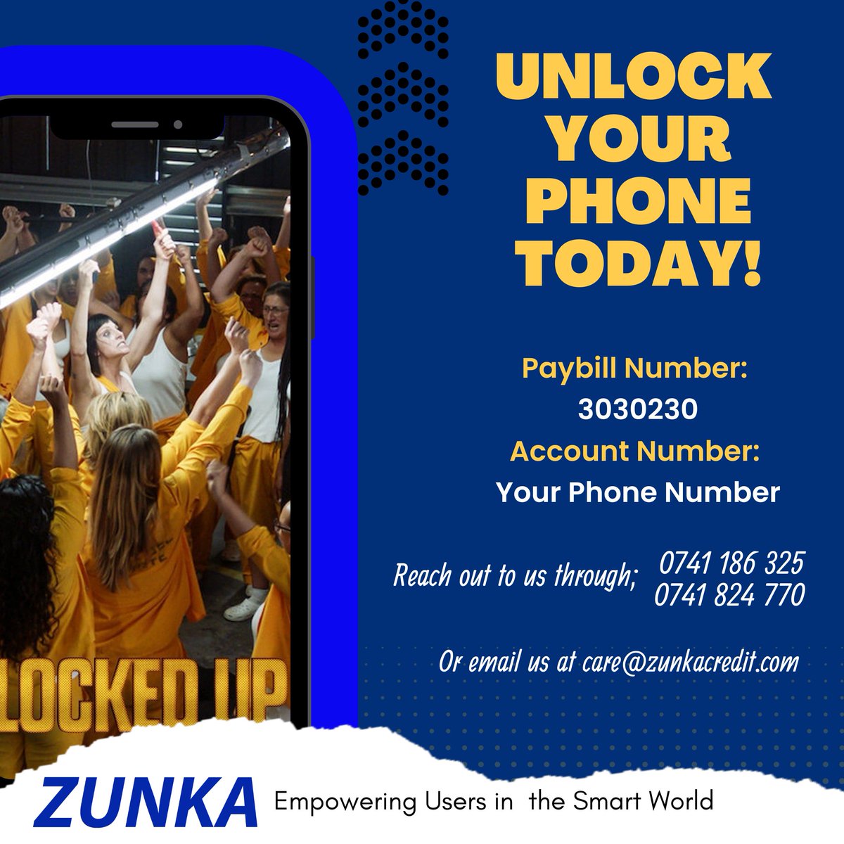 ZunkaApp's tweet image. "Locked in payments, weighed down with woes,
For smartphone loaners, a reprieve now shows!
Zunka offers, a chance to break free,
With 50% off on overdue charges, a gift truly!
Don't let debt keep you confined, take flight,
Hurry now, this offer shines so brightly!
#LockedNoMore