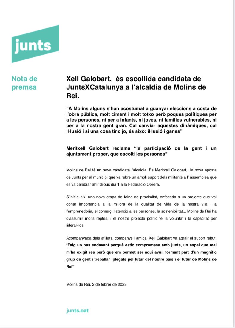JuntsXCat Molins de Rei tweet media