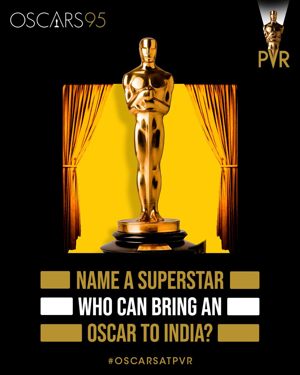 _PVRCinemas's tweet photo. As you know, the Oscar season is here! Which superstar do you think can bring an Oscar to India and make our country proud? Comment and let us know.
.
.
.
#Oscars95 #AcademyAwards #Oscars2023 #OscarToIndia #IndiaForWin #OscarsAtPVR https://t.co/TiSKALic08