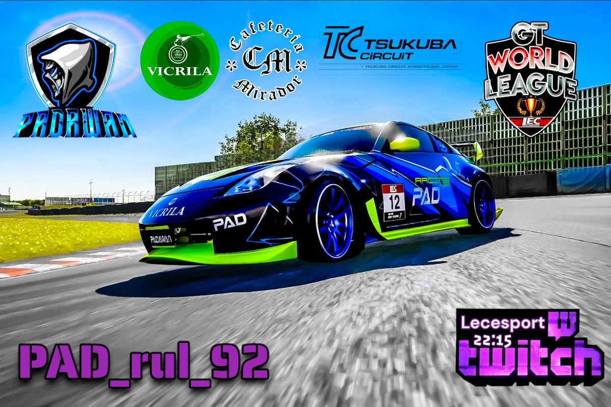 🏁 CARRERA 🏁 

Hoy es día de GT World League <a href="/lecesports/">LEC Esports</a> y toca la carrera 2B en Tsukuba : 

💙 PAD_rul_92

A por todas compañero! 👏 

🎨 @jmia81
⏰ 22.15h
🎬 twitch.tv/lecesports 

#QueLaFuerzaOsAcompañe
#PAD