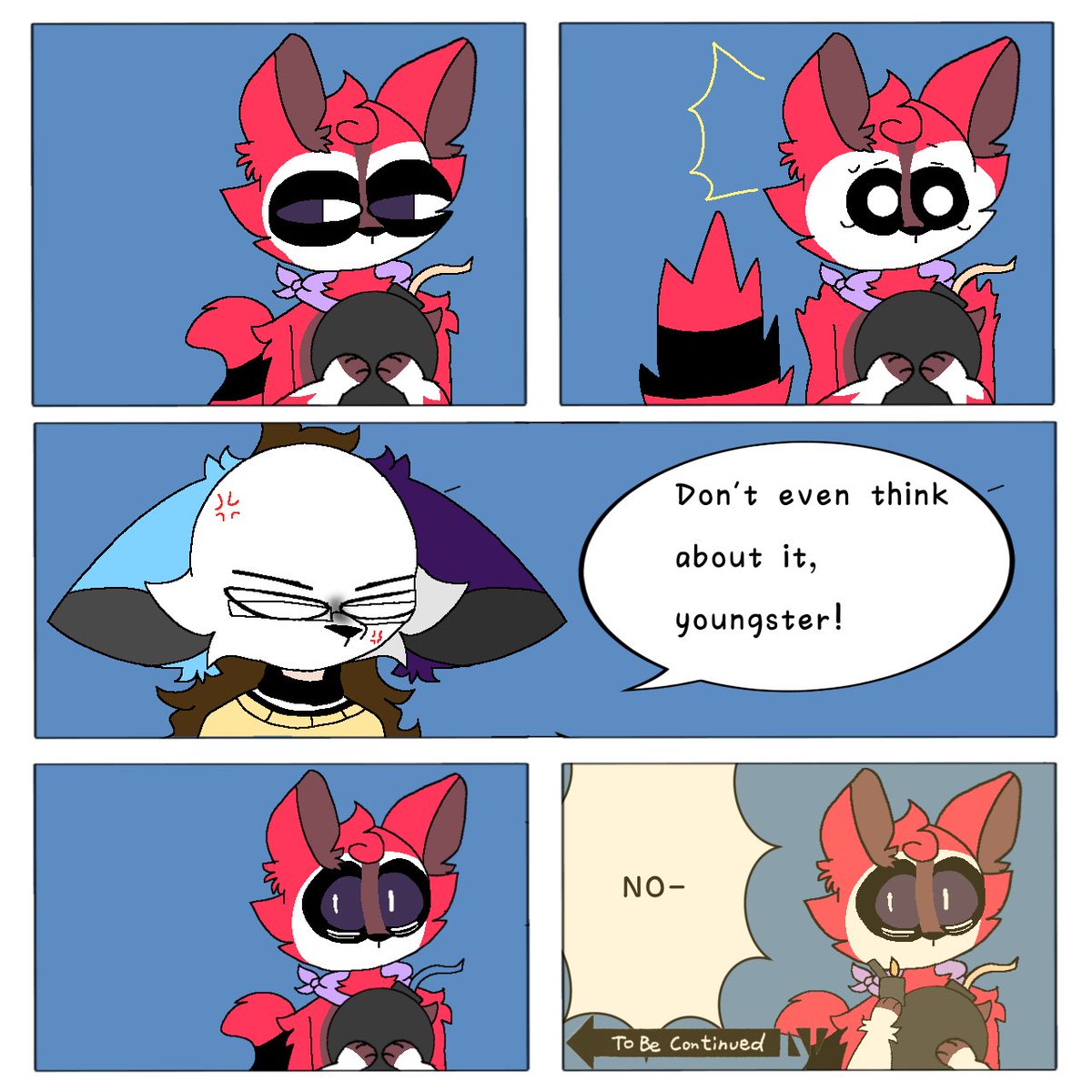 Bonnie_comics's tweet photo. He let his thoughts win
•
•
•
•
•
Yup B.F is a menace to society and I make no rules for that

B.F (red raccoon): He/They
"Bella" (White cat mask): They/He/It
•
•
•
•
•
#furry #furrycomic #furryart #artistsoninstagram #ibispaintx #comic #furryart #raccoon #cat https://t.co/tpCnIh8USX