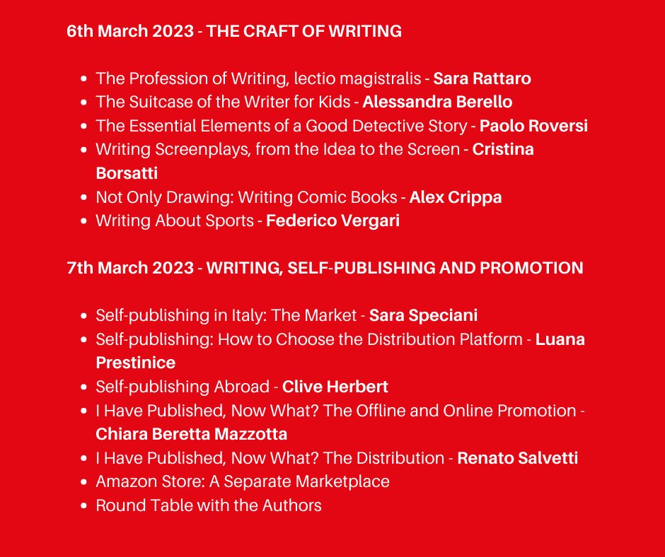 bolognabookplus's tweet photo. The ‘Writing and Self-Publishing’ Event Programme for 2023, in collaboration with ArgentoVivo!🎉

This 2-day event (6th - 7th March) provides comprehensive training for aspiring writers, covering both the craft of writing, and how to self-publish. 

🔗 https://t.co/cYZXJexnI3 https://t.co/EsEkM9ZbDr