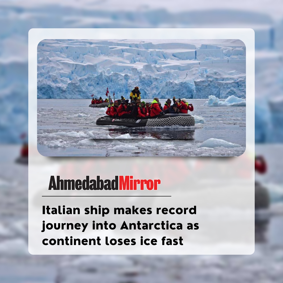 ahmedabadmirror's tweet photo. Italian ship makes record journey into Antarctica as continent loses ice fast
#Antarctica #Italianship #icefast #journey #south #environmentalists #viralnews #ahmedabadmirrorofficial #newspaper #breakingnews #englishnewspaper #ahmedabad #gujarat #india #trending #facebook https://t.co/sn8fiPxiWt