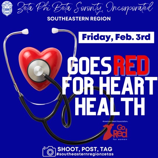 Good Morning Sorors, tomorrow don’t forget to post those FINER photos in red in support of heart health.  Tag the region for a feature.  #ZetaPhiBeta
#ZPhiB1920
#ZPhiB103
#FinerInSERegion
#SecondToNone
#SERegionZetas 
#embracetheextraordinary
#embracetheswell