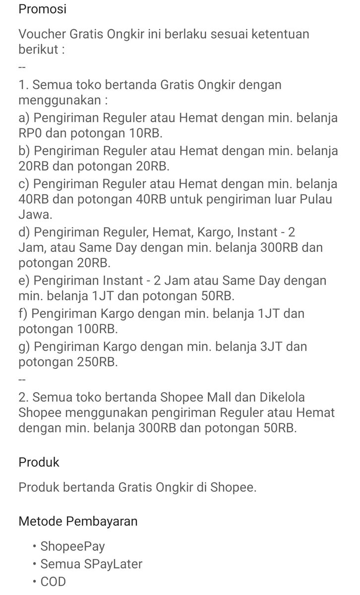 piepaiew's tweet photo. wts voucher gratis ongkir shopee minbel 0,boleh cek ongkir dulu
• fee 2k
❗baca snk dibawah❗
t. voc gratong free ong freeong #zonauang https://t.co/8Aexo3K6Su