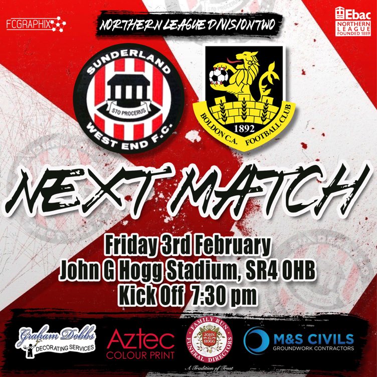 Westend_FC's tweet photo. # FRIDAY UNDER THE LIGHTS #
 
One day to go before we play our crucial @theofficialnl Div Two match vs our close neighbours @CABoldon at The Hub come along and cheer the boys on your support is vital #kidsgofree with a paying adult (u16’s) #westisbest 🔴⚪️⚫️🔴⚪️⚫️⚽️ https://t.co/VFXDWzH0V7