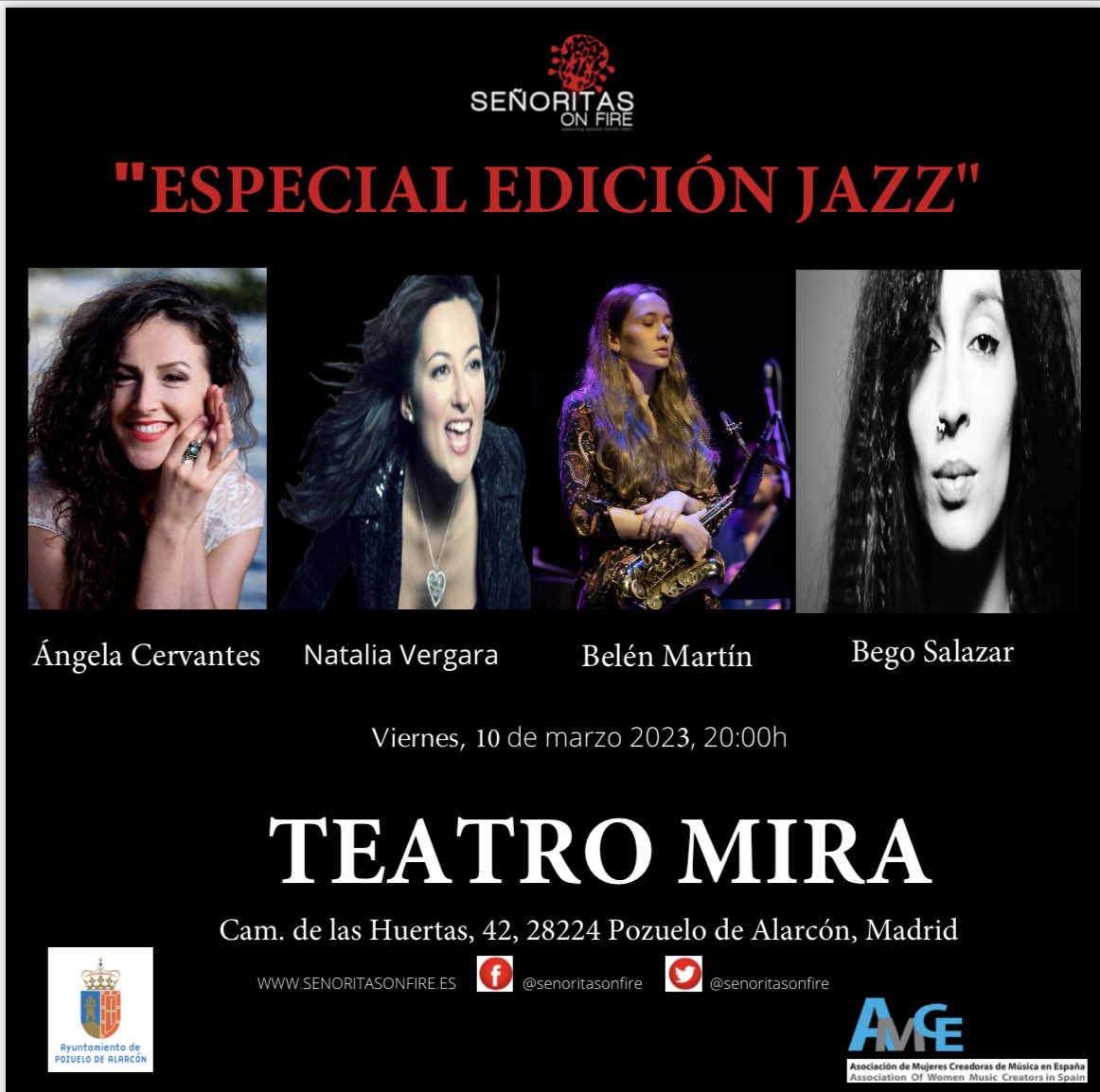 senoritasonfire's tweet photo. Actuaciones los viernes de marzo más info en los pósters @IreneAlman @IreneAlmanLaVoz @CeciliaKrull @nvergaramusic @ACervantesMusik @Martamansilla @PiaTedesco @noalur #belenmartin #begosalazar @NURMusicOficial @CristinaSuey @CulturaPozuelo https://t.co/rOvjoPHWoG