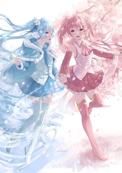 「桜ミク 雪ミク」の画像/イラスト/ファンアート(新着)