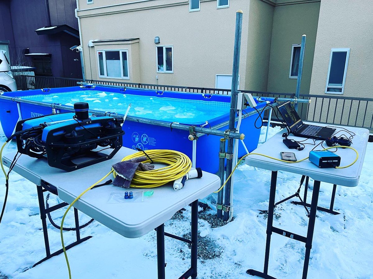 chick_ltd's tweet photo. 寒すぎる〜
ソナー、グリッパー、GPS搭載のデモ機。BlueROV2。
3月から体験会、説明会で全国まわりますw
#無人ボート #水中ドローン #水中 #rov #宮城 #仙台 #ドローン #フォトグラメトリ #bluerov2 #水中撮影 #洋上風力 #水中調査 #無人艇 #solarpowered #solarsurfer #bluerobotics https://t.co/18K8WTSBBj