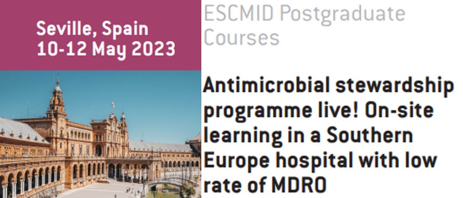 NEW ESCMID Course registration open!

Sign up now to participate in the upcoming course on #AMS onsite in a Southern European hospital for hands on learning! Learn more on the course flyer and register today!

ow.ly/Hscv50MCfGM