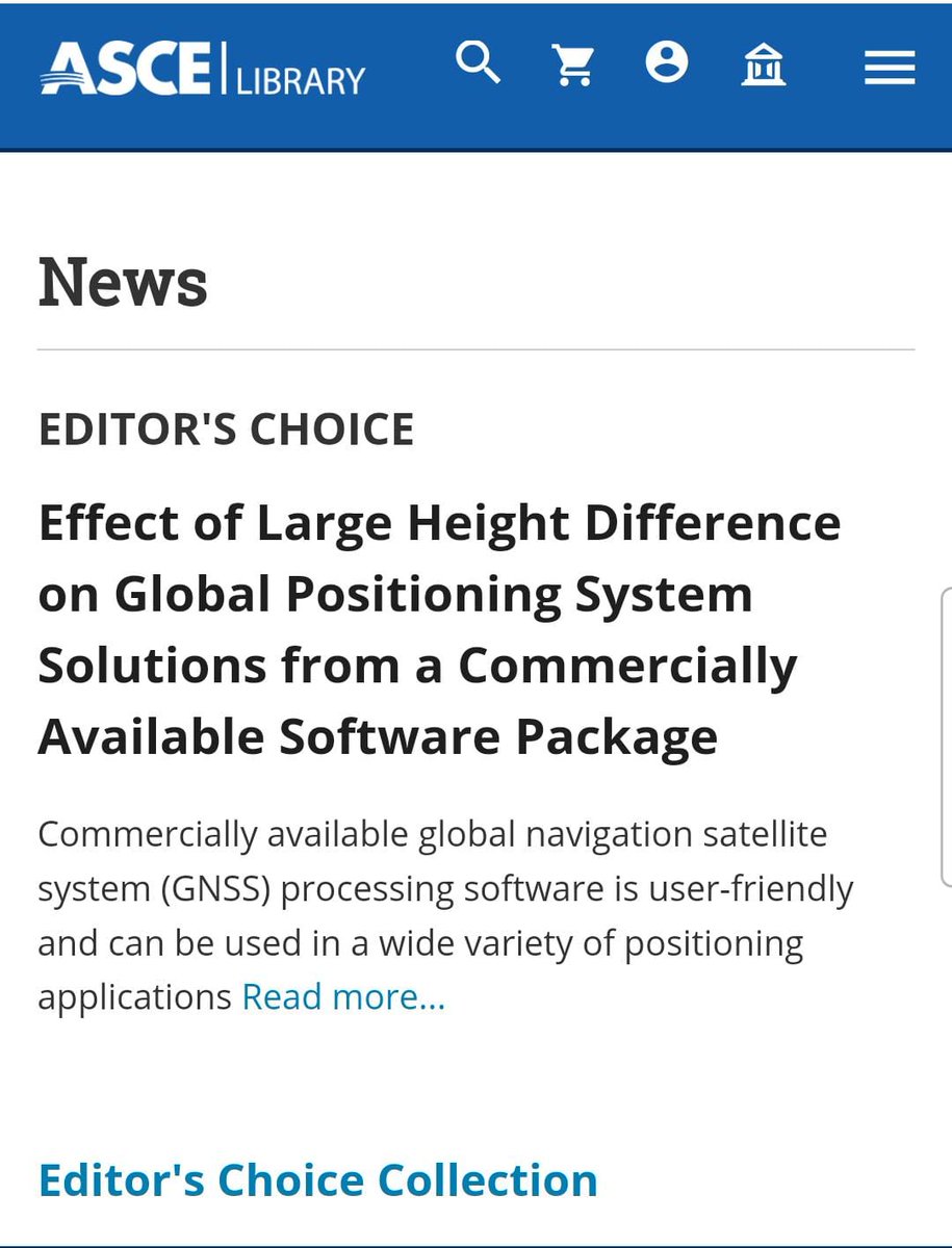 I am happy to announce that our recent paper published  in ASCE Journal of Surveying Engineering is now included in the Editor's Choice Collection! Congrats to Dr. Tuna Erol who co-authored the paper 👏😊