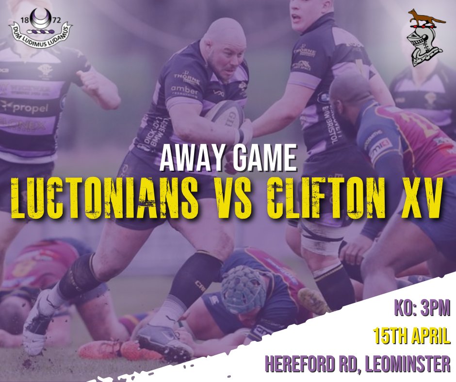 cliftonrugby's tweet photo. This weekend we see Clifton XV take on Luctonians on their home turf in Leominster for the penultimate game of the season.๐
Keep an eye out for the results next week!๐ช
#cliftonrugby #cliftonrfc #awaygame #rugbysaturdays #gamepromotion #penultimategame https://t.co/SyjE5QKTt3