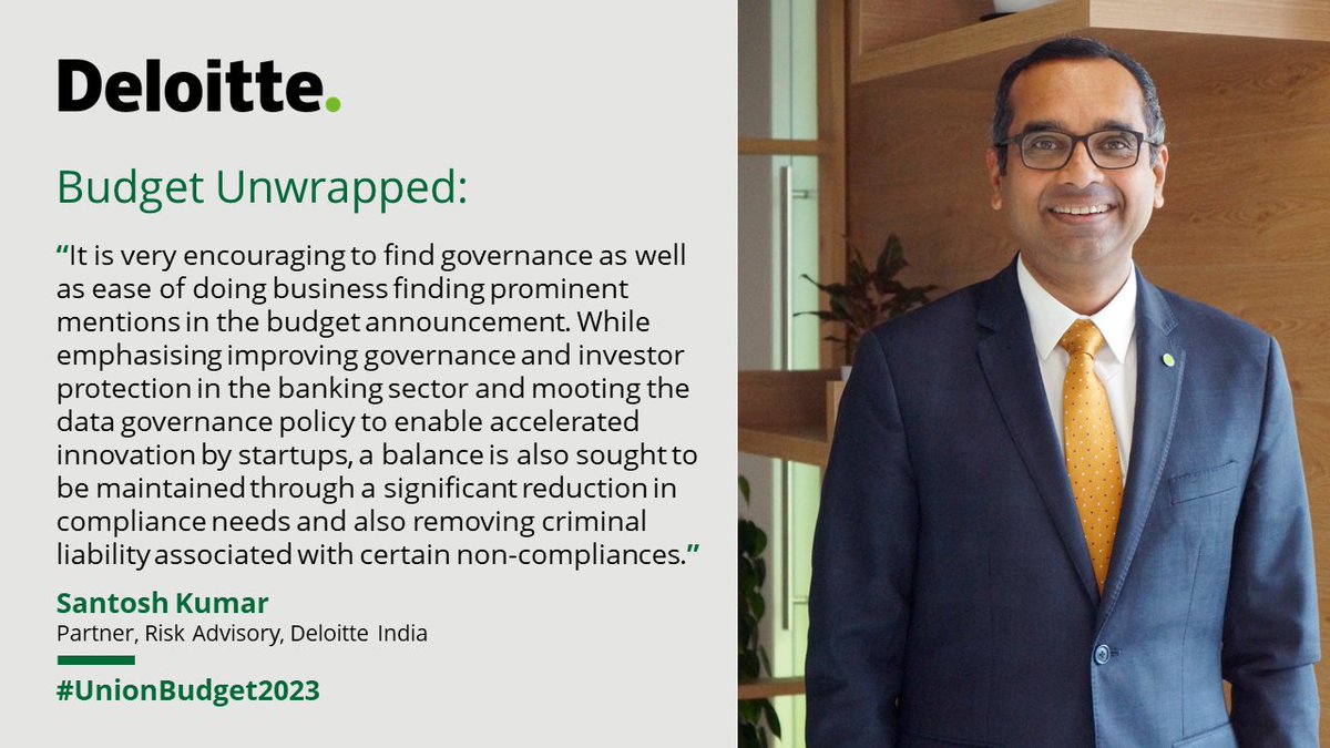 Deloitte India on Twitter "DeloitteOnBudget Santosh Kumar, Partner