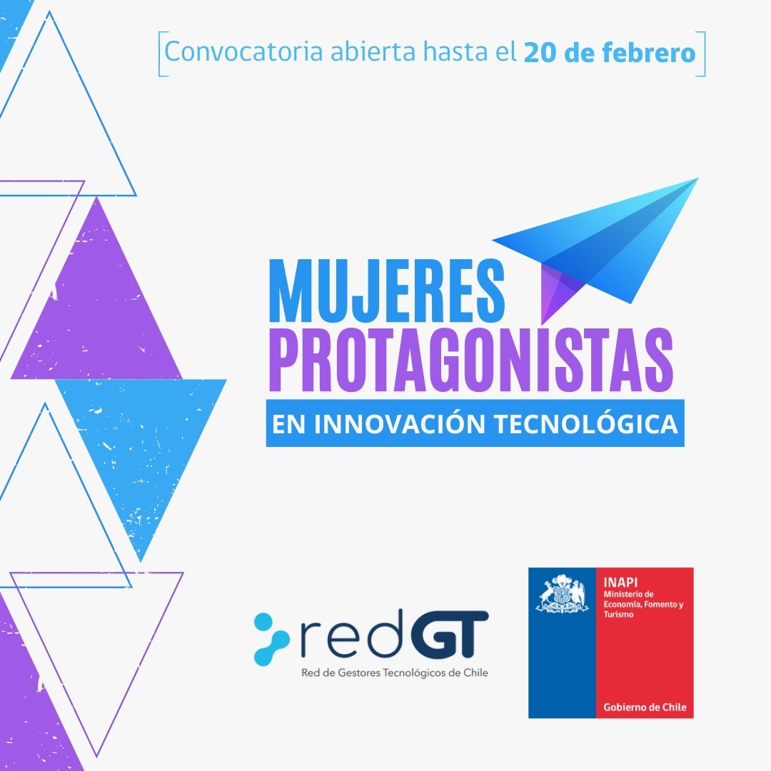 📣 ¡POSTULACIÓN ABIERTA! <a href="/inapichile/">INAPI</a> y <a href="/RedGTChile/">Red de Gestores Tecnológicos de Chile</a> reconocerán el trabajo e impacto en el país de mujeres destacadas en el ámbito de la innovación tecnológica, como una manera de incentivar la participación y liderazgo de #mujeres.

✔ Bases y postulación: bit.ly/3wPSDBb