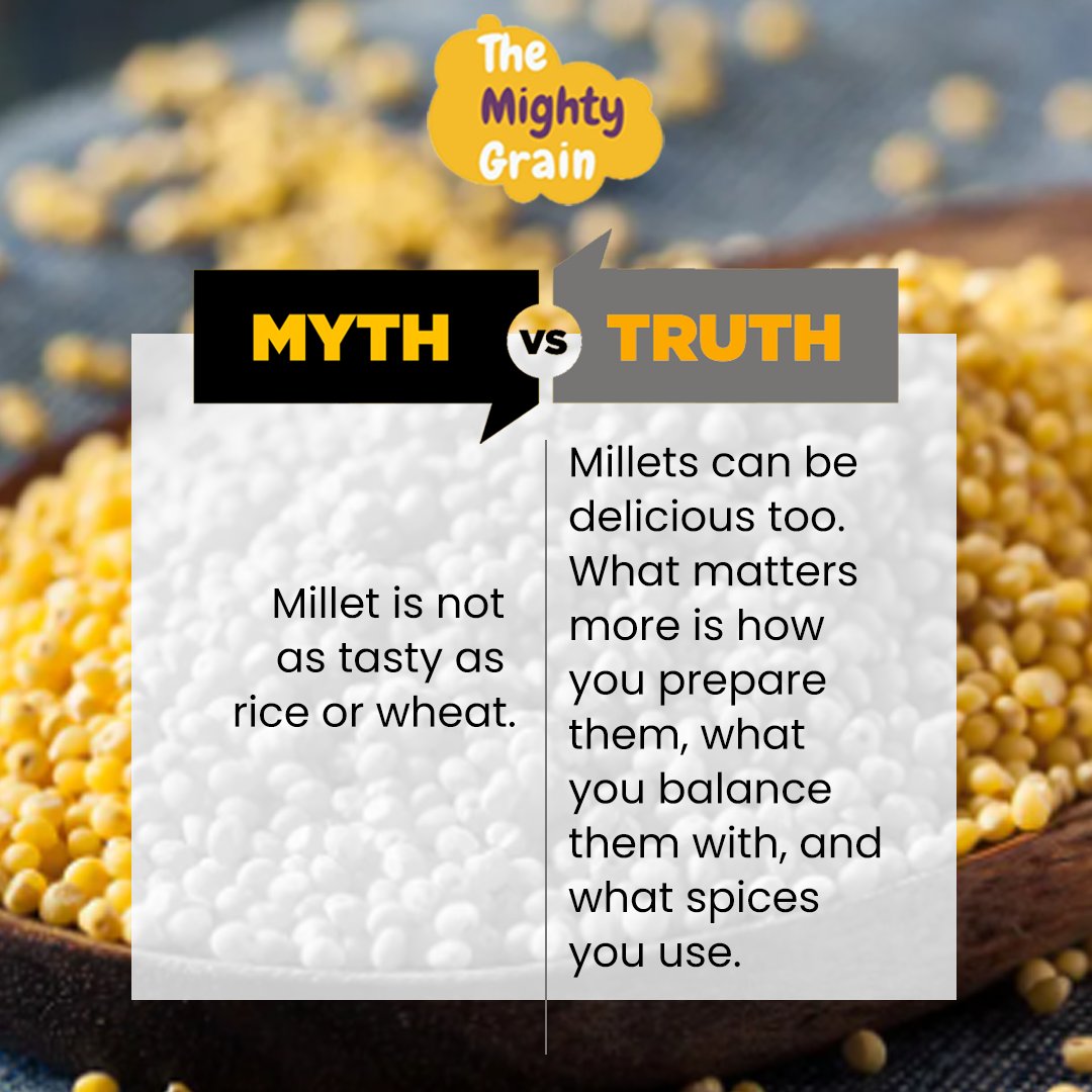 Millet is versatile enough to be used in both a traditional millet bowl and a healthy millet veggie burger. Cooking it with healthy Indian spices and adding vibrantly coloured vegetables will make even the pickiest eaters happy.

#TheMightyGrain #milletmyths #milletfacts