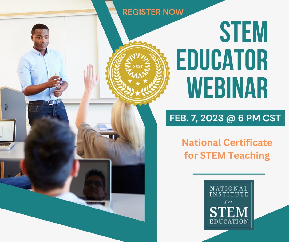 MSpence_DigLit's tweet photo. Register for next week’s webinar to learn more about earning a National Certificate in STEM Teaching:
https://t.co/VCqrxr3rcZ https://t.co/s3rcunclW6