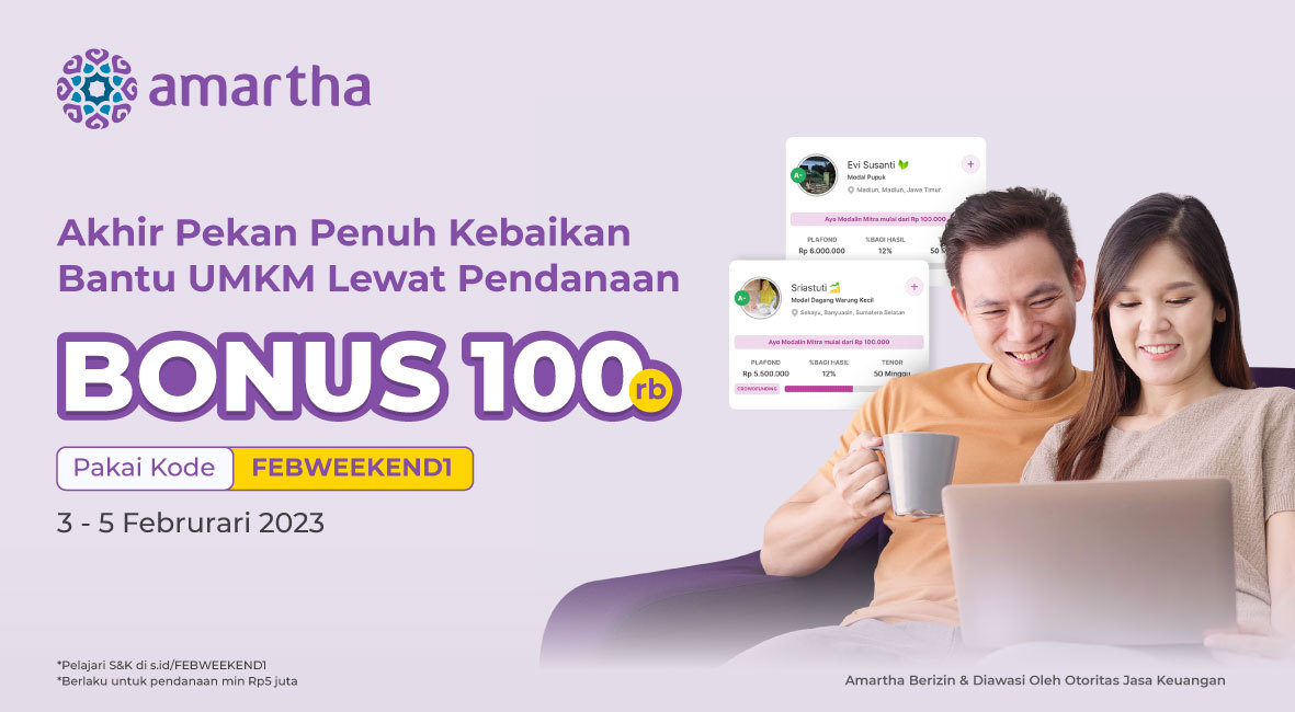 amarthaid's tweet photo. Thank God it's Friday! Waktunya modalin Mitra Amartha karena bonus spesial 100rb udah menanti~ ✨

Pelajari S&amp;K di https://t.co/8fYQ62eiyd ya 😉

#Amartha
#AyoModalinUMKM
#Promo
#BONUS
#PromoWeekend https://t.co/A2D3gNno3A