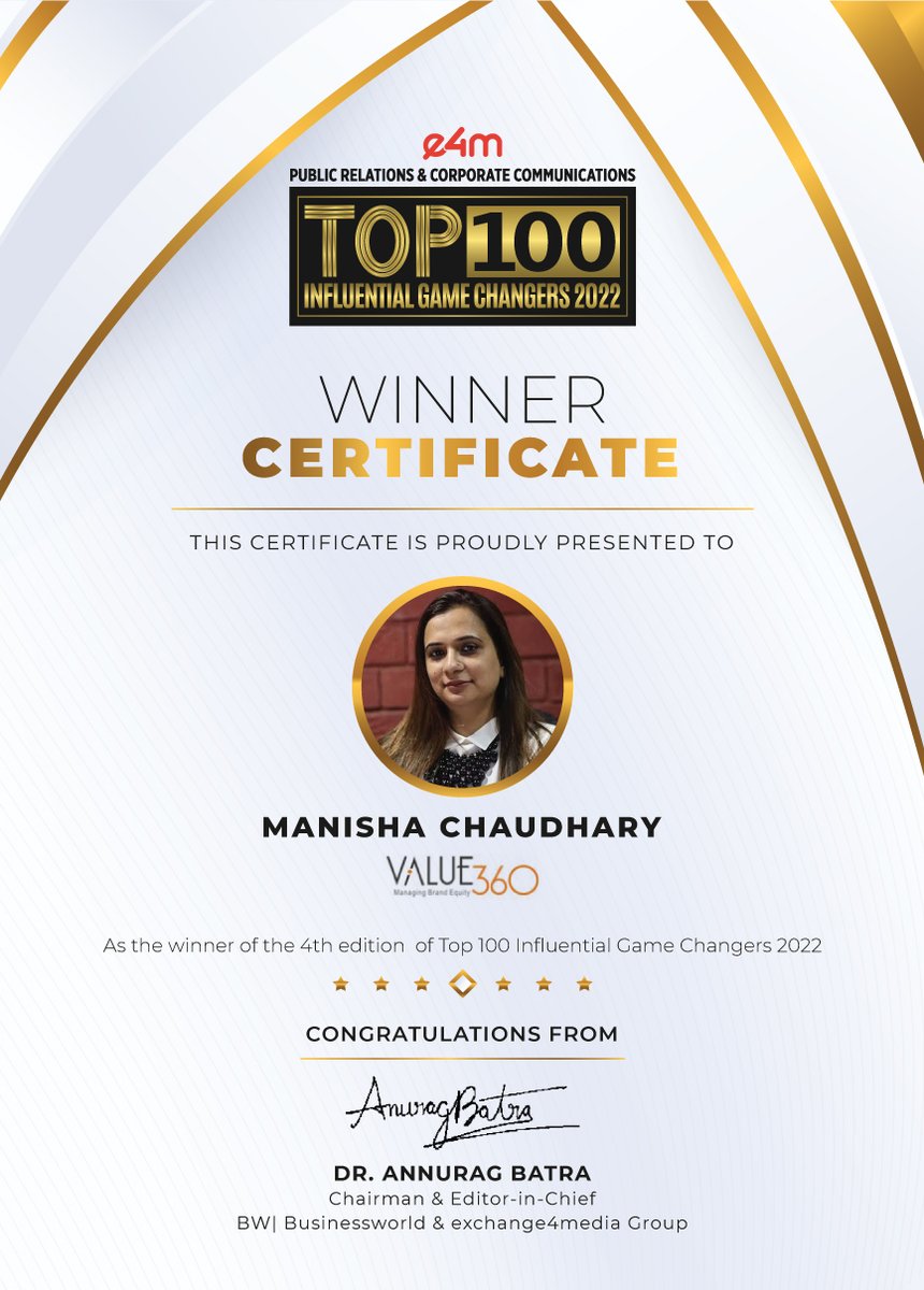 e4mevents's tweet photo. Heartiest Congratulations to @Manishavaani  from @value_360 for being part of Top 100 Influential Game Changers List 2022.

@anuragbatrayo | @nawalahuja | @karanbhatias
 
#e4mprTop100 #e4mprlist #e4mPRCorpComm #list #PR #CorpComm https://t.co/TmFHvqkx3R