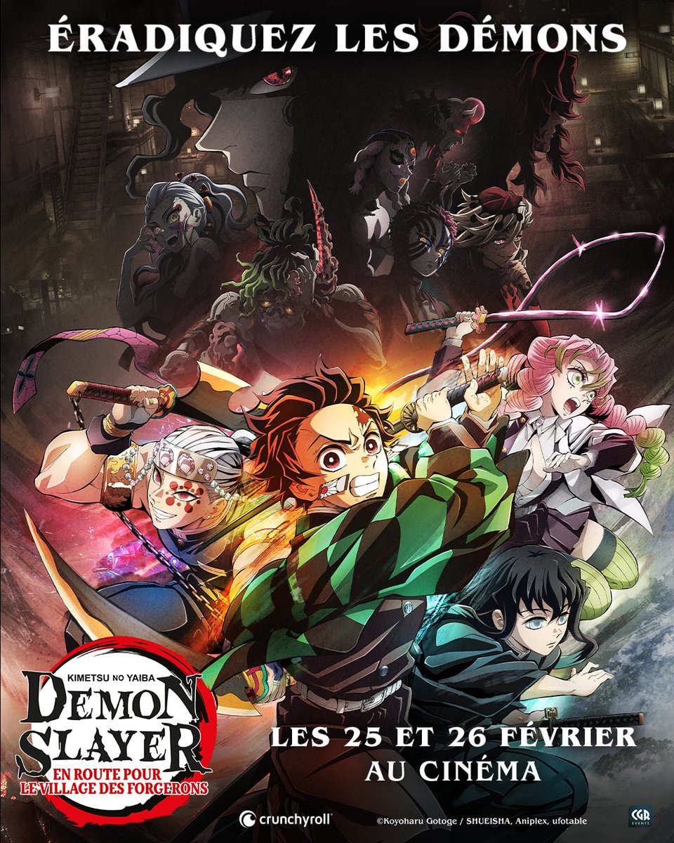 Inku_fr's tweet image. 🚨 OFFICIEL | Demon Slayer : En route pour le village des forgerons sera disponible le 25 et 26 février au cinéma à Paris ! 🇫🇷

Il contiendra les épisodes 10 et 11 de la saison 2 suivit du premier de la saison 3 qui dure une heure 👺