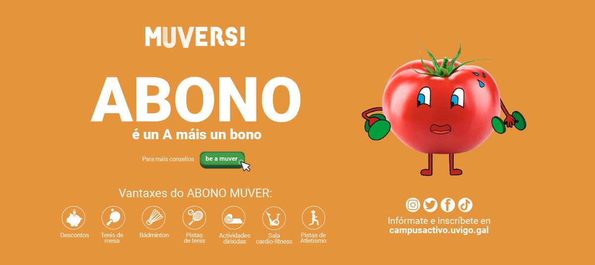 uvigo's tweet photo. 📣@SantanderUni ofrece un 15% de desconto no abono #mUVer do 2º cuadrimestre que permite acceder ás instalacións e ás actividades deportivas da Área de Benestar, Saúde e Deporte da UVigo.
Para gozar do desconto é preciso seguir as seguintes indicacións ⬇️ https://t.co/trva0i6O1Z