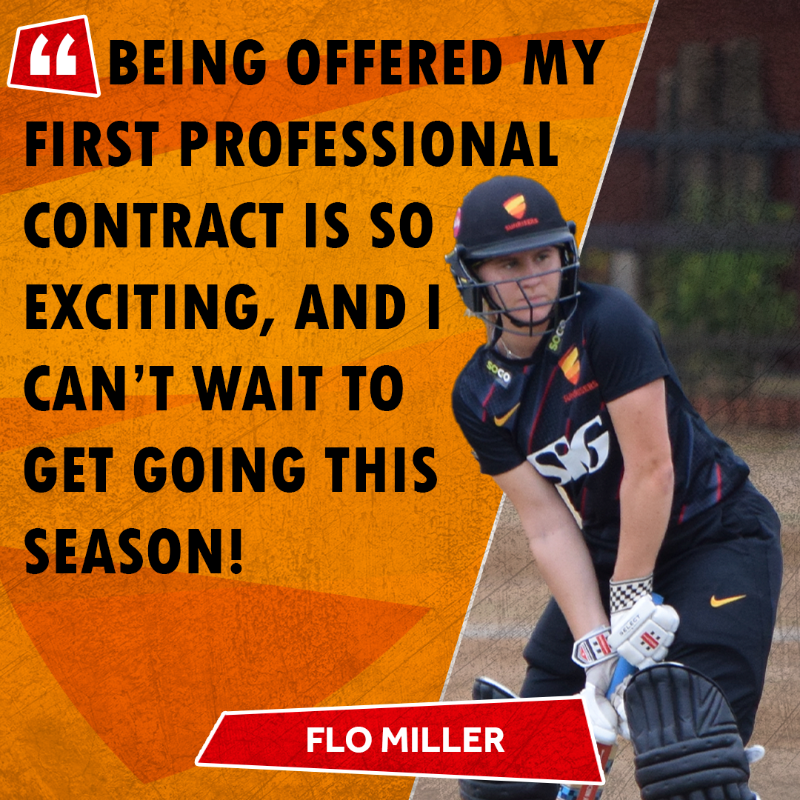 EssexWomen's tweet photo. After progressing through the @NorthantsCCC pathway and the Sunrisers Academy, Flo is excited to add to her nine Senior appearances for Sunrisers.

Read more about her first professional contract ⬇️ #RiseUp🌅🧡
