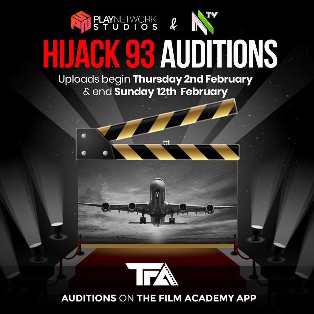 Auditions for HIJACK ‘93 is now open on the The Film Academy app. Download the app and follow the instructions to upload your audition video. 

Link to the app on our Bio!! 

Cc: <a href="/playstudiosafr/">PlayNetworkStudios</a>
