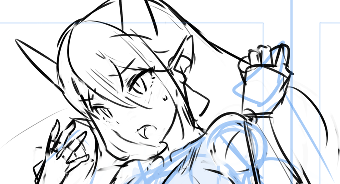 あす公開予定、FANBOX限定コンテンツ用カット制作中。2/3なのでここ最近描いてきた子ではなく、昨年登場の鬼娘さんが出演予定。 