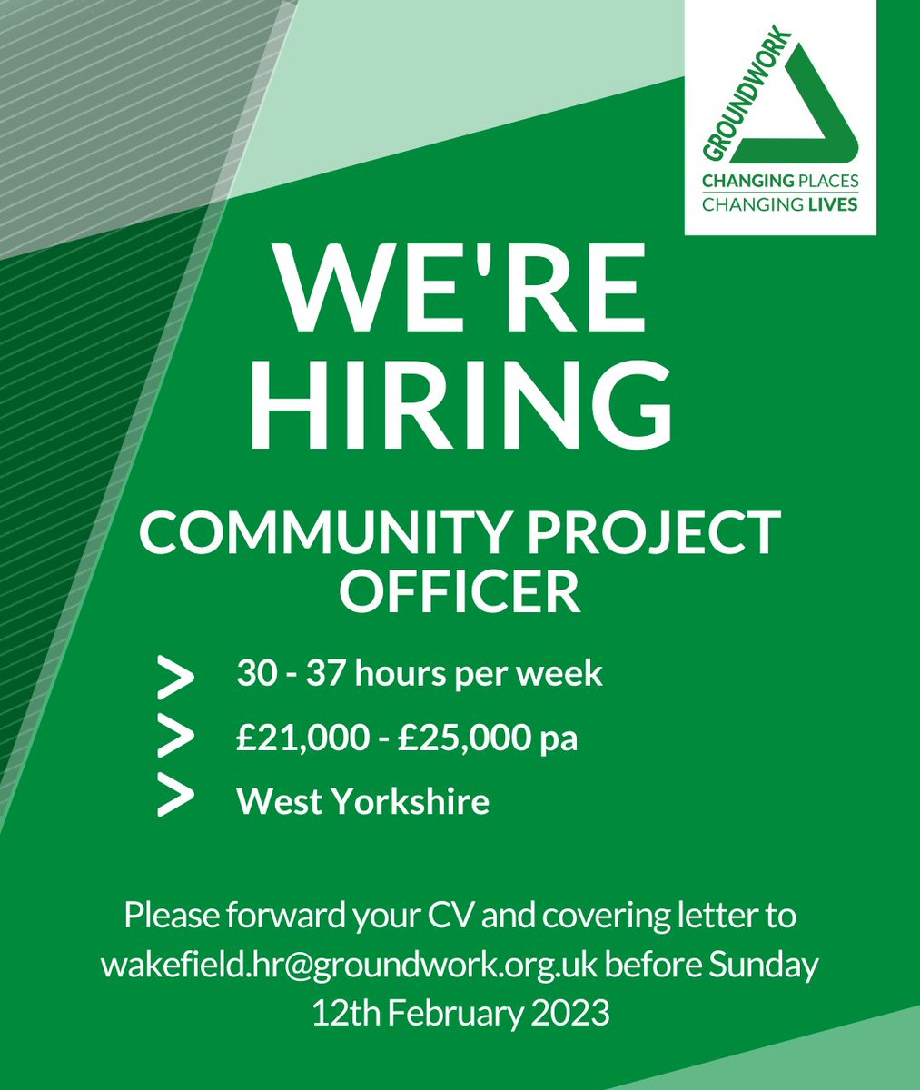 We're looking for a #CommunityProjectOfficer to work in our #community team

📆12th Feb
groundwork.org.uk/jobs/community…
#communityjobs #projectofficer #charity #charityjobs #communitycharity #environmentjobs #environment #environmentcharity