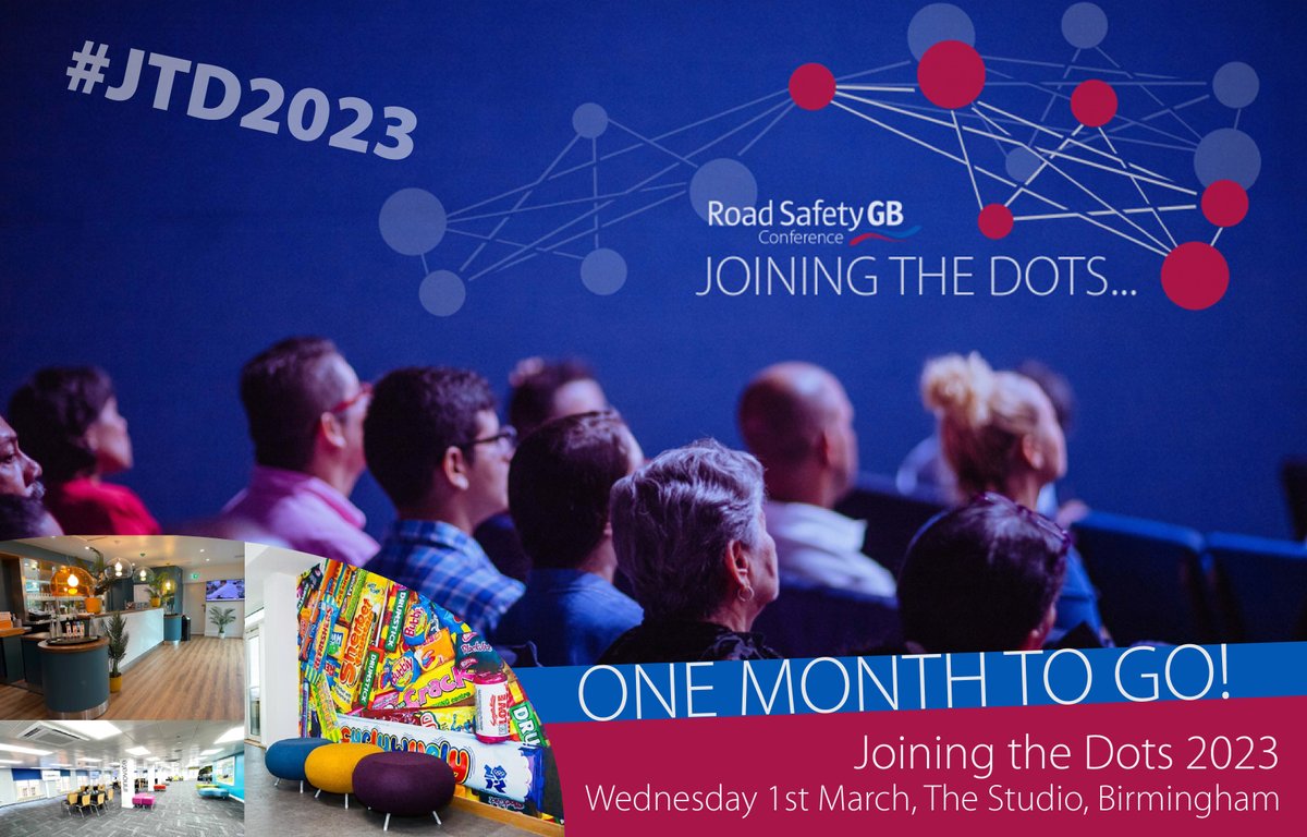 Just one month to go until the @Road_Safety_GB Joining Dots conference 2023 - absolute must for #Roadsafety analysts, reserachers & managers Agenda & tickets here: roadsafety.network/joining-the-do… Supported by @Gaistsolutions @Jenoptik_Group @Westcotec_Ltd @seesense_cc & @VivacityLabs