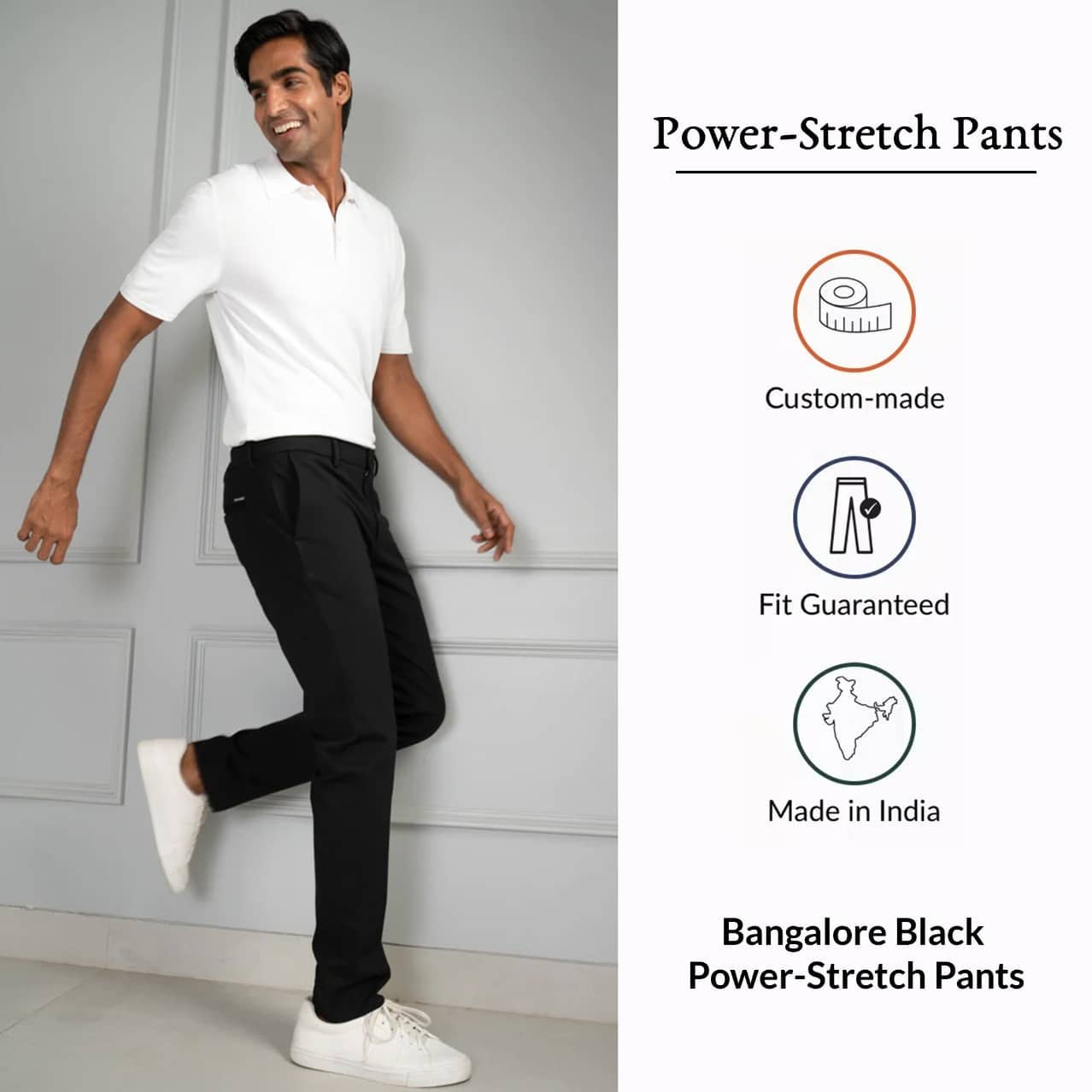 Bangalore Black Power-Stretch Cargo Pants