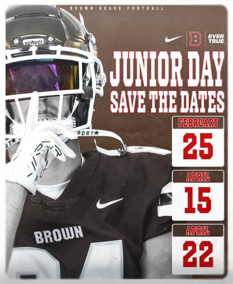 Thank you @Browncoachweave for the @BrownU_Football Junior Day Invite. I look forward to learning about @BrownUniversity & visiting @BrownHCPerry @coachDjackson1 @coach_dobes @DominickLepore1 @MikeCaggKicking @STScamps @njpuntingcoach @BravesHSLax @GoMVB
