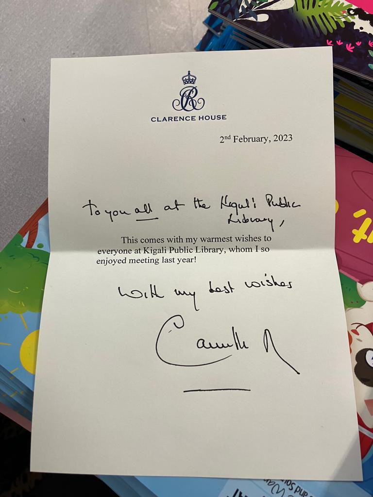 RE_DailyMail's tweet photo. The Queen Consort has visited Book Aid International, which provides 1 million+ new books to refugee camps, hospitals and schools around the world. And she popped a sweet note into a package earmarked for Kigali Public Library in Rwanda, which she visited last year. https://t.co/JVLY1WVWS7