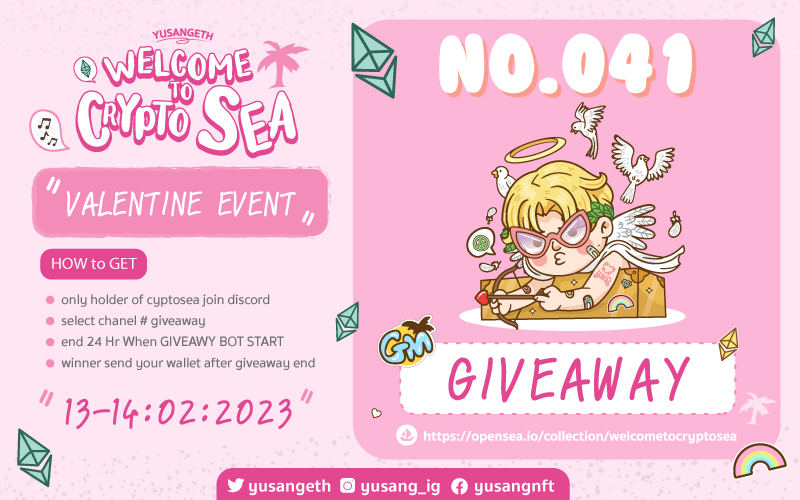 🎊 DEAR HOLDER  🎊
 VALENTINE EVENT GIVEAWAY
🙇‍♂️May be u want come to join🙇‍♂️

👉discord.com/invite/rXnYrhp…
👉opensea.io/collection/wel…

#NFTCommunity #NFTTHAILAND  #nftcollectors #NFTdrops  #OpenSeaNFT #welcometocryptosea
