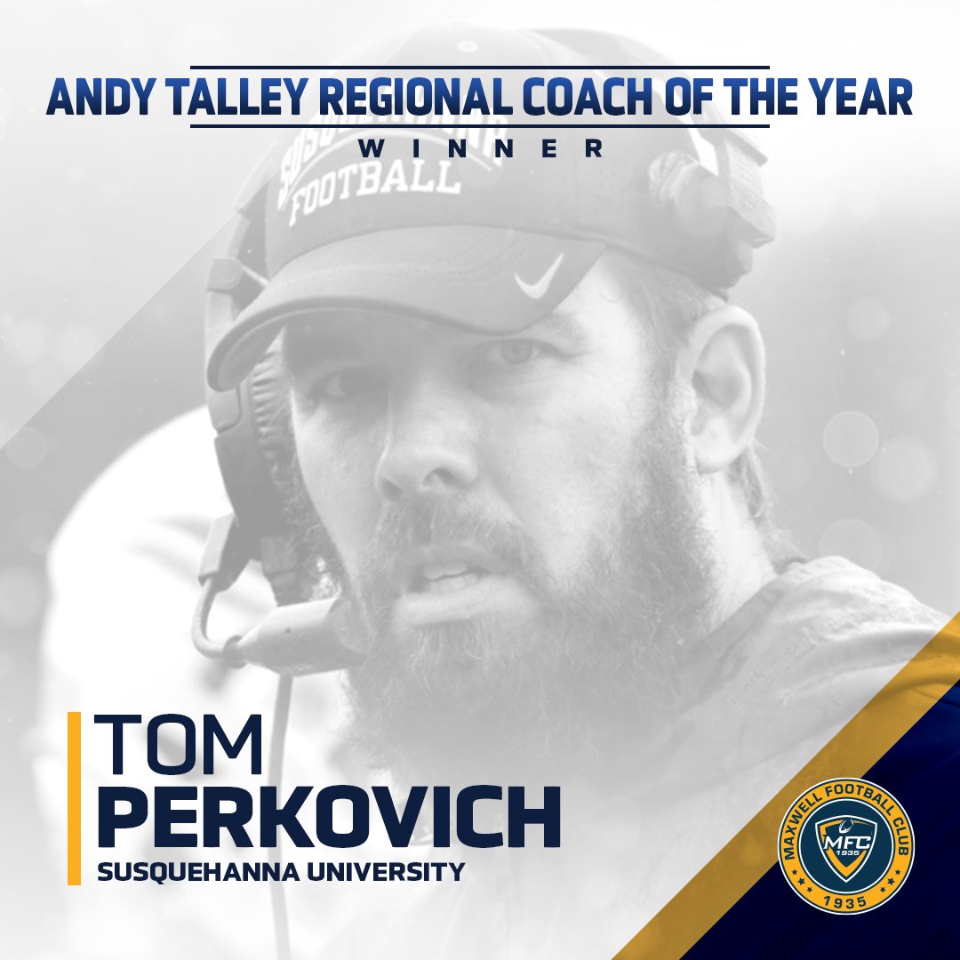 The winner of the 25th Andy Talley Regional Coach of the Year Award is <a href="/SURiverHawksFB/">Susquehanna Football</a> Head Coach Tom Perkovich 🏈🏆

<a href="/SUCoachPerk/">Tom Perkovich</a> | #MaxwellFootball | <a href="/Coach_Talley/">Andy Talley</a> 

For the full release: wp.me/PbZXEI-7Bq
