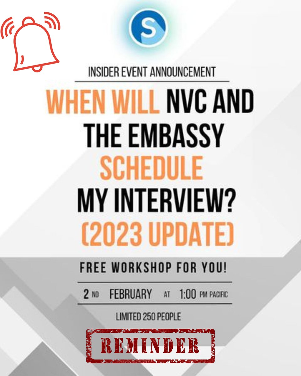 📢 Attention all registrants! 🔥
 
The Mini Workshop Exclusive on NVC &amp; US Embassy visa interviews is just around the corner! Don't miss this opportunity to get the latest updates and tips on navigating the situation.  

Join us on February 2nd, 1 PM Pacific Time.