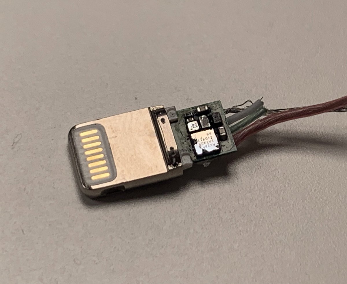 ghidraninja's tweet image. Dissolving a Lightning connector