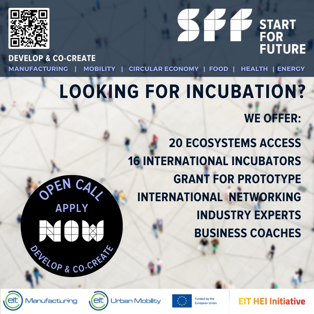 🚀 Il #CLab Pisa è partner dell'iniziativa Start for Future! Entro il 19 Febbraio 2023 partecipa all’open call per entrare nel programma “Develop&amp;Co-Create” per accedere a un programma internazionale di pre-incubazione!
 
OPEN CALL FLYER: bit.ly/3R3R63v