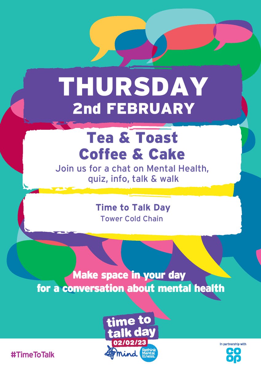 TOWERColdChain's tweet photo. ๐ข It's #timetotalk day!
๐ฌ At Tower, we encourage our employees to make space in their day for a conversation about mental health.
Visit our JustGiving page here where weโre fundraising for Mind: https://t.co/FmuWurP6f7
#mentalhealth #teamtower https://t.co/0oHlZRlFZ3