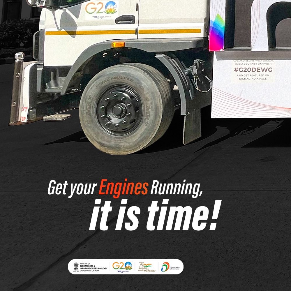 _DigitalIndia's tweet photo. Get your engines running...!

#DigitalIndia #G20India #G20IndiaDEWG @g20org @GoI_MeitY @AshwiniVaishnaw @Rajeev_GoI @alkesh12sharma @abhish18 https://t.co/Za5i0F8WxC