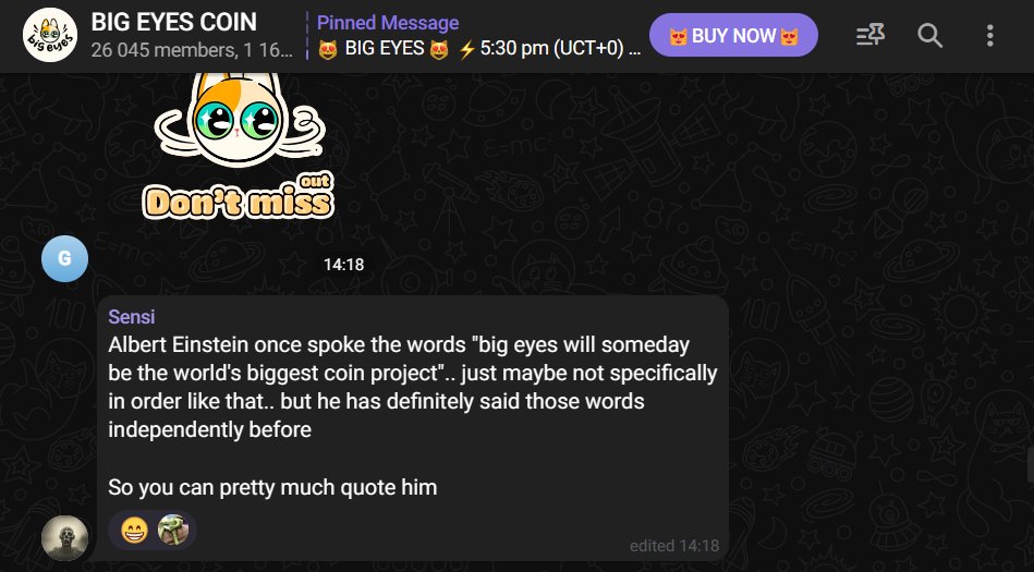 If <a href="/AlbertEinstein/">Albert Einstein</a> said it, who are we to hiss-agree?😼

Join the community over on telegram for all things #BigEyes: t.me/BIGEYESOFFICIAL

#crypto #cryptocurrency #blockchain #altcoin #Ethereum #BigEyesCoin