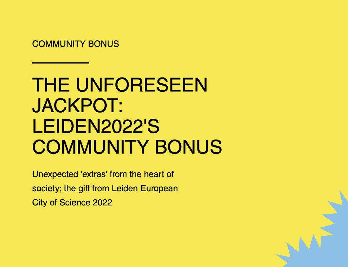 Unexpected 'extras' from the heart of society; the gift from Leiden European City of Science 2022. Read more: modelleiden2022.nl/community-bonu… #LegacyLeiden2022 #Modelleiden2022 #Leiden2022 @metaknol